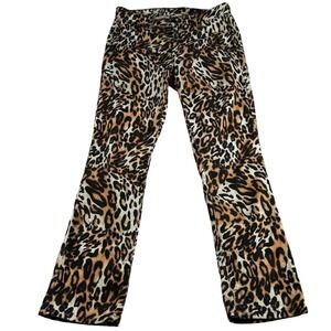 AG‎ Adriano Goldschmied Leopard Print The Mari High Rise Slim Straight 30R